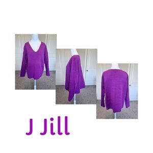 J. Jill Purple V-Neck Pullover Sweater Sz Medium